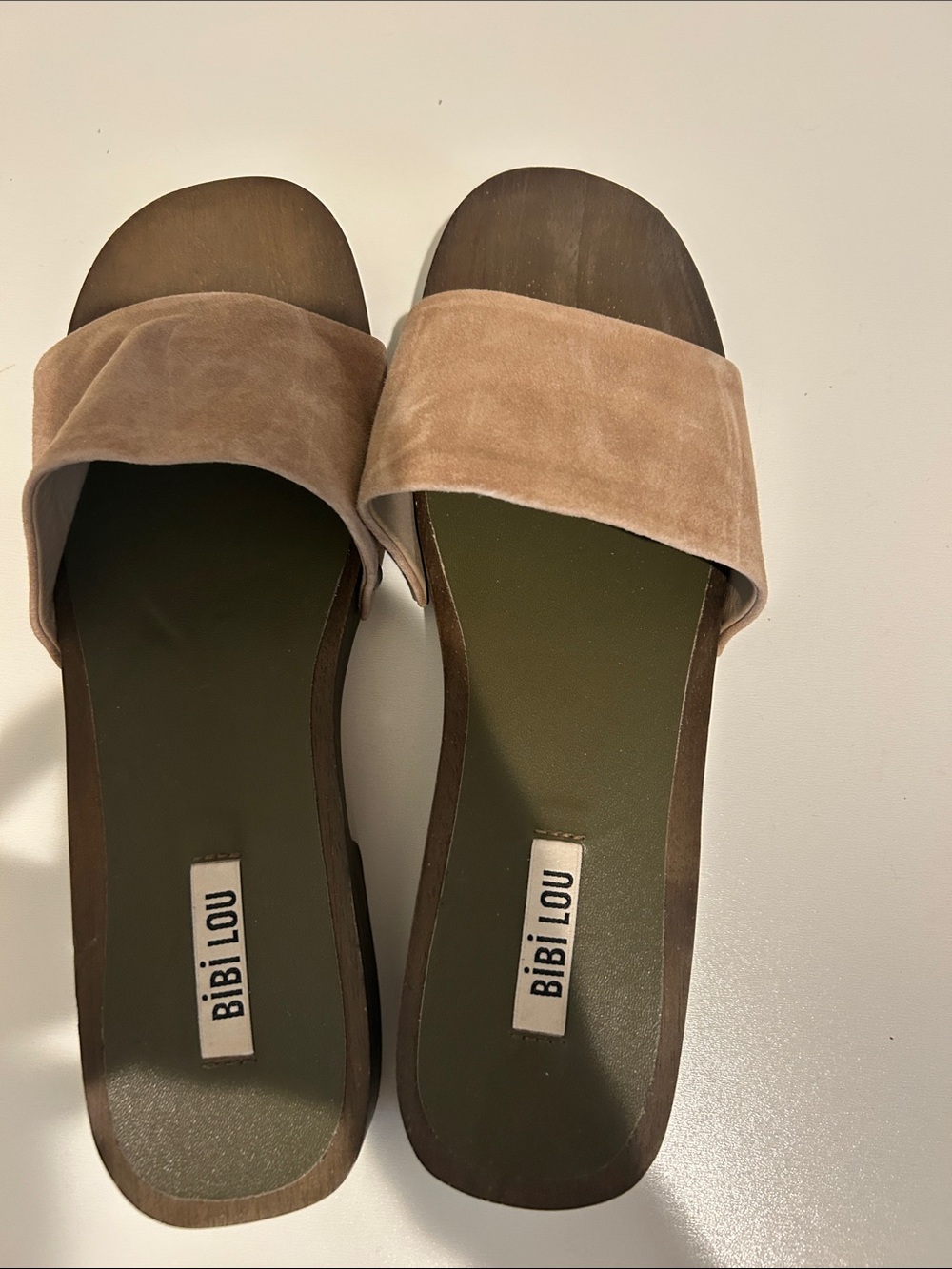 Bibi Lou Women's Suede Slide Mules in Blush Taupe